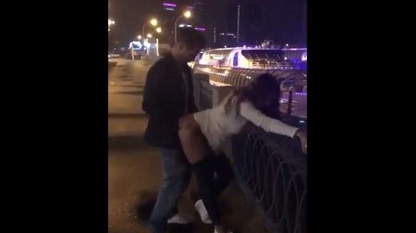 Risky Public Doggy Fuck in City Center Creampie
