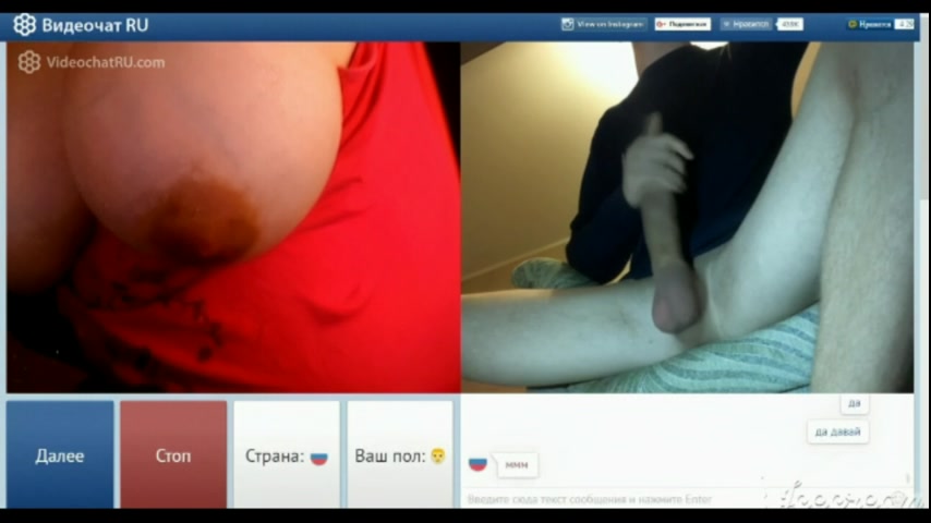 Busty MILF jerks off with stranger in chat roulette