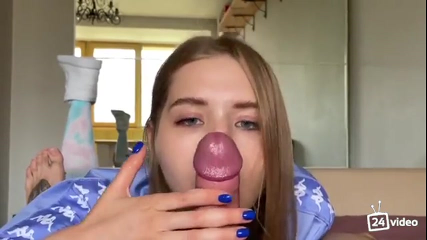 Blonde in tight leggings sucks cock and gets fucked doggystyle on kitchen counter